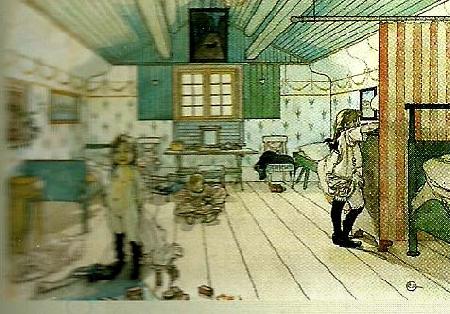 Carl Larsson nar barnen lagt sig oil painting picture